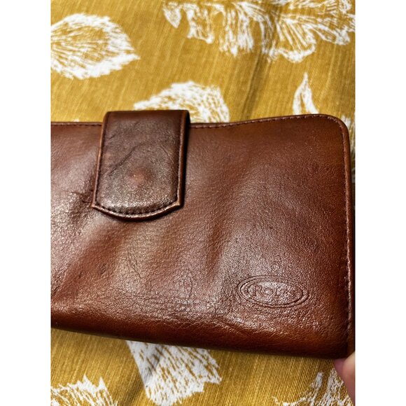 Vintage Rolfs Wallet Genuine Leather Checkbook Clutch Brown Zip Pockets - Picture 2 of 9